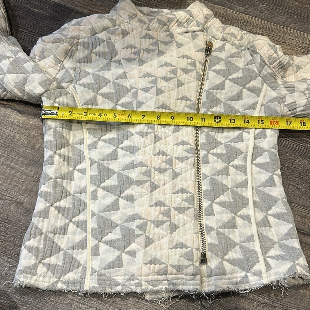 IRO Quilted Moto Jacket Otavia White/Gray Cotton-Blend SZ 36 - Picture 8 of 9